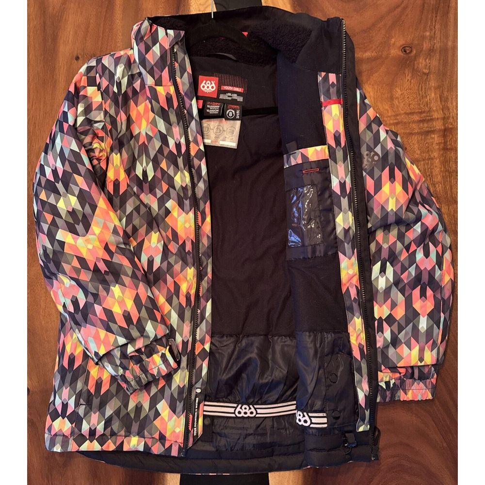 696 Youth‎ Girls Size XL InfiDRY Geometric Print Coat Extendable Sleeves